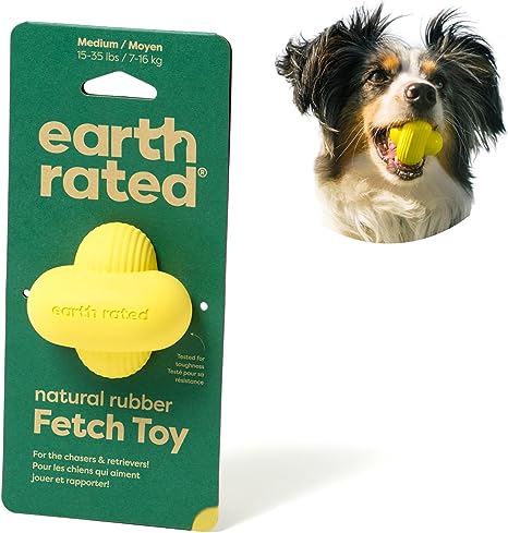Earth Rated Dog Ball for Small, Medium and Large Dogs, Durable Natural Rubber Fetch Dog Toy, for Indoor and Outdoor Use, Medium