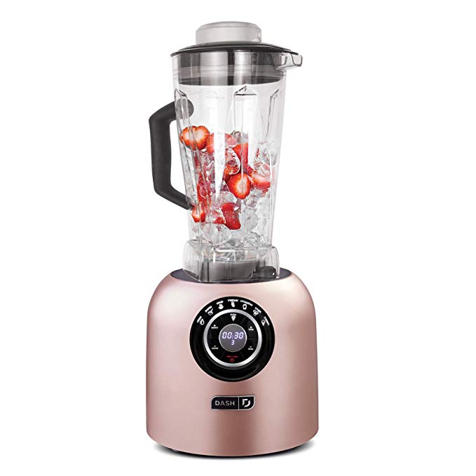 Dash DPB500RS Chef Series Blender with Stainless Steel Blades   Digital Display for Coffee Drinks, Frozen Cocktails, Smoothies, Soup, Fondue & More, 64 oz, Rose Gold