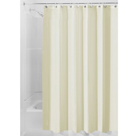 InterDesign Mildew-Free Water-Repellent Fabric Shower Curtain, 72-Inch by 72-Inch, Sand
