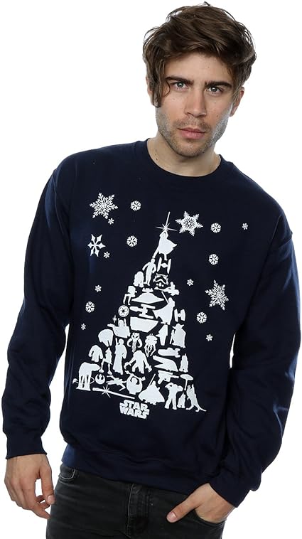 Star Wars Men's Christmas Tree Sweatshirt X-Large Navy Blue