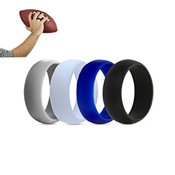 Silicone Rings Wedding Ring for Men - Natple Durable Rubber Wedding Sport Band for Active Style - 4 Pack -4 Colors - 8mm wide
