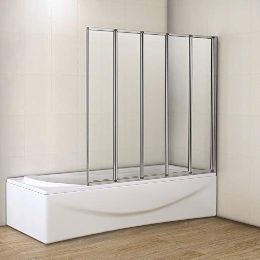 1200x1400mm 5 Fold Folding Shower Bath Screen Glass Panel
