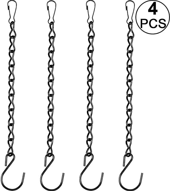 Outus Hanging Chain for Hanging Bird Feeders, Birdbaths, Planters and Lanterns, 4 Pack (9.5 inch, Black)