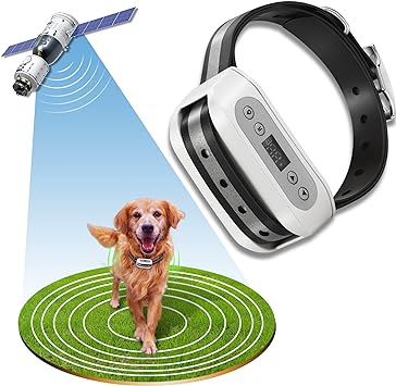 FOCUSER GPS Wireless Dog Fence System, Electric Satellite Technology Pet Containment System by GPS Signal for Dogs and Pets with Waterproof & Rechargeable Collar Receiver, Container Boundary (White)