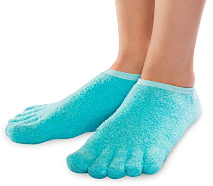 NatraCure 5-Toe Gel Moisturizing Socks (Helps Dry Feet, Cracked Heels, Calluses, Cuticles, Rough Skin, and Enhances your Favorite Lotions and Creams) - Size: Small