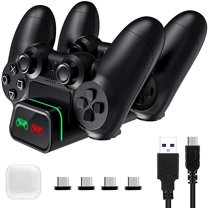 PICTEK PS4 Controller Charger and Holder, USB Fast Charging Station Dock Stand with LED Indicator and Overcharging Protection for Playstation4/PS4/PS4 Slim/PS4 Pro Controller