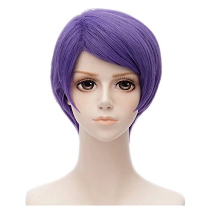 Kadiya Short Purple Cosplay Wig Heat Resistant Synthetic Hair High Quality