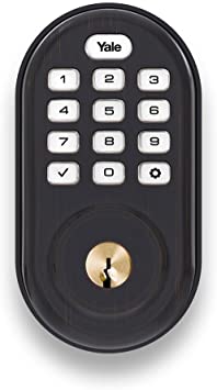 Yale Real Living Electronic Push Button Deadbolt Fully Motorized with Zwave Technology, Oil-Rubbed Bronze