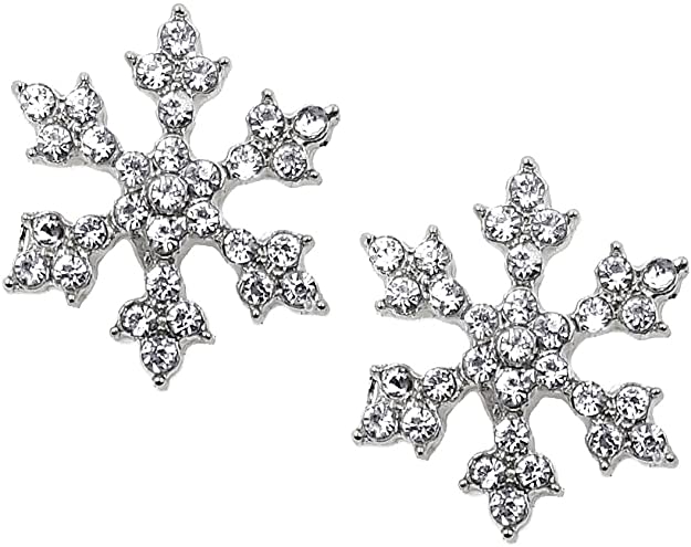 Sparkling Crystal Snowflake Stud Earrings Christmas Winter Bridal Fashion Jewelry