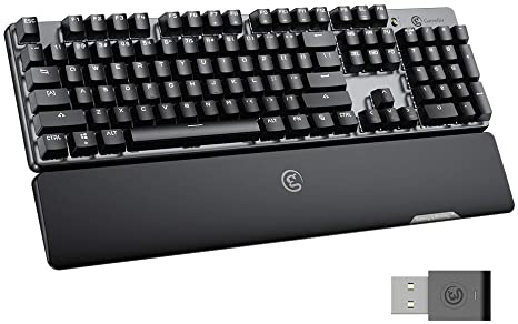 GameSir GK300 Wireless Mechanical Gaming Keyboard, 2.4GHz Bluetooth Game Keyboard, TTC Blue Switches 1ms Low Latency Mechanical Keyboard with 104 Standard Keys for Windows PC, Laptop, iPad, Mac