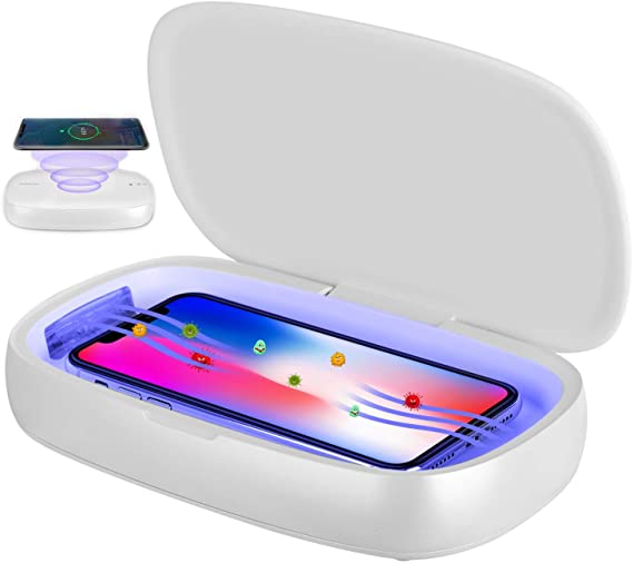 Cell Phone UV Sanitizer, Wireless Charger Station Cell Phone Cleaners, Professional Disinfecting for Watch Toothbrush Salon Tool