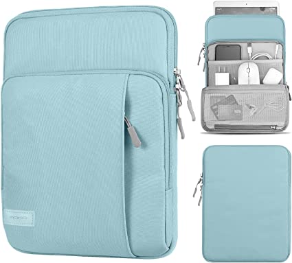 MoKo 9-11 Inch Tablet Sleeve Bag Carrying Case with Storage Pockets Fits iPad air 5 10.9" 2022, iPad Pro 11 M2 2022-2018, iPad 10th 10.9, iPad 9/8/7th 10.2, iPad Air 4 10.9, Tab S8 11", Misty Blue