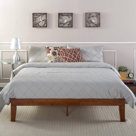Zinus Wen 12" Solid Wood Platform Bed, Cherry Finish, Multiple Sizes