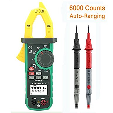 Digital Clamp Meter, LIUMY Auto-Ranging AC/DC Clamp Multimeter with NCV, Work Light/ Memory peak, Non- contact Voltages/ Frequency/ Resistance/ Capacitance/ Connections/ Diodes and Temperature