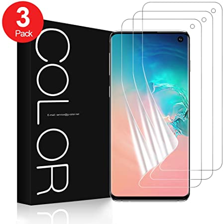 G-Color Screen Protector for Samsung Galaxy S10, 3-Pack [Case Friendly] Wet Applied Flexible TPU Film [Not Tempered Glass] HD Clear Bubble Free Screen Protector for Samsung S10