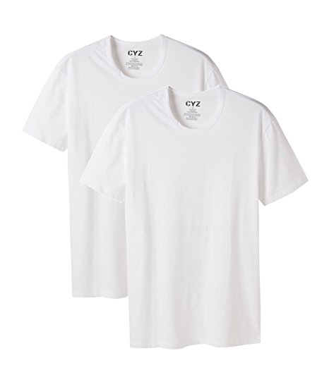 CYZ Mens 2-PK Cotton Stretch Crew Neck Fitted T-Shirt
