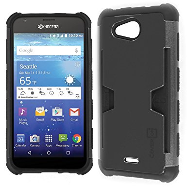 Kyocera Hydro Air Case, Kyocera Hydro Wave Case, CoverON [Smart Armor Series] Slim Phone Cover Corner Bumper   Grip   Card Slot Case For Kyocera Hydro Air / Hydro Wave - Black & Black