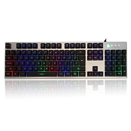 LED Gaming Keyboard DMYCO Mechanical Feeling Keyboard with Adjustable Backlight USB Wired Backlit Computer Keyboard for PC Games Office (Multi Color Backlight)