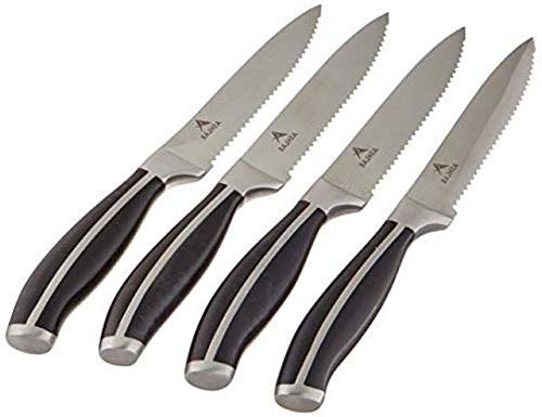 Steak Knives - Set of 4 Ashlar Premium Quality Stainless Steel - Dishwasher Safe - Ideal Family Dinner Kitchen Set - Full Edge Serration