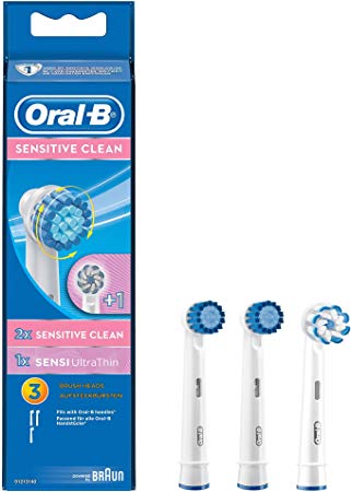 Oral B Sensitive Clean & Sensi Ultra Thin Toothbrush Replacement Brush Heads Refill, 3 Count, 1.1 Oz