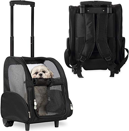 KOPEKS Deluxe Backpack Pet Travel Carrier with Double Wheels