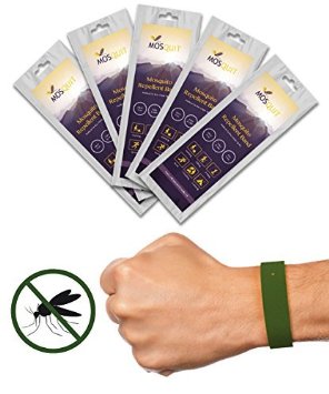 Natural Mosquito Repellent Bracelets - Stop Bites Now - Fast, Easy & No Deet - Fully Adjustable for Adults & Kids - Travel Pack of 5 Individual, Reusable Insect Bands for All the Family