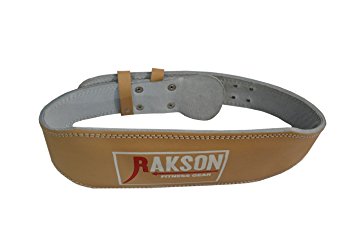 Rakson Fitness Gear Genuine Split Tan Leather Weight Lifting Gym Fitness Exercise Belt Weightlifting