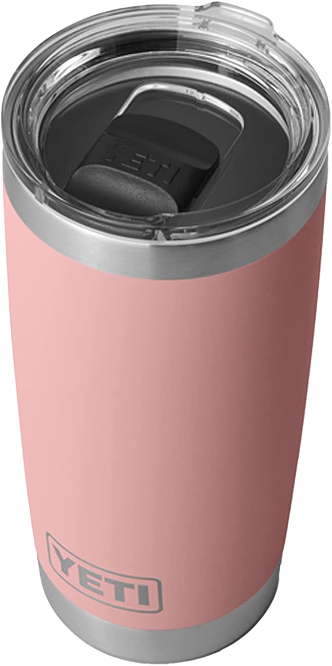 YETI Rambler 20 oz Tumbler, Stainless Steel, Vacuum Insulated with MagSlider Lid, Sandstone Pink