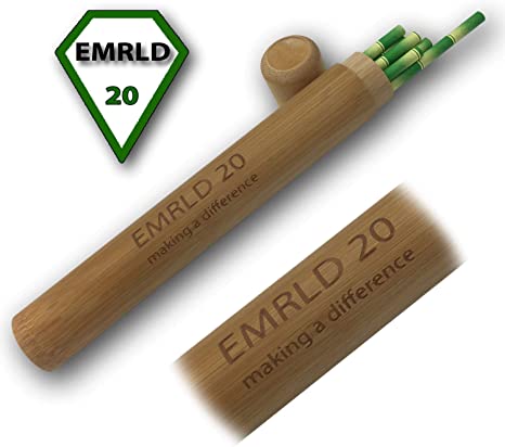 EMRLD Reusable Straw Case: Securely Holds 10 Paper Straws, Reusable Glass, or Stainless Steel Straws (1.3”X8.5” or less) with this Portable Eco Wood Travel Straws Holder - CARRYING CASE ONLY