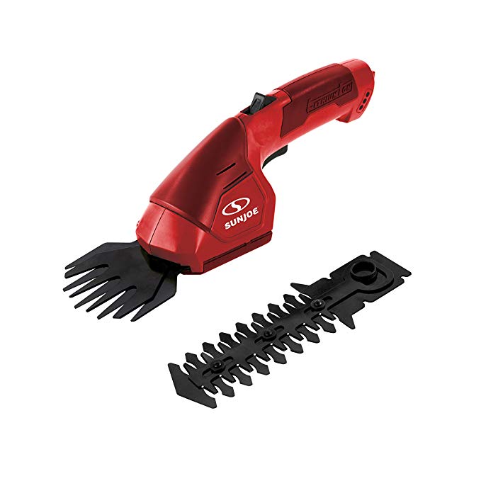 Sun Joe HJ604C-RED 7.2V Cordless 2-in-1 Grass Shear, Hedge Trimmer, Apple Red