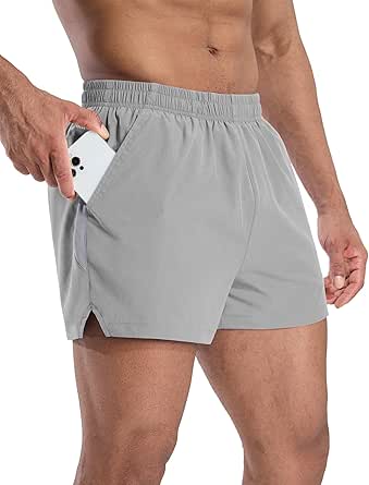 MIER Mens 3 Inch Shorts for Athletic Running Dry Fit Lightweight Workout Gym Active Shorts with Brief Liner, Pockets