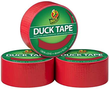 Duck 285634 Color Tape Duct 3-Pack, 1.88 Inches x 20 Yards, 60 Yards Total, 3-Roll, Red