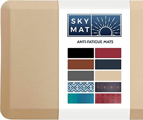 Sky Solutions Anti Fatigue Mat - Cushioned Comfort Floor Mats for Kitchen, Office & Garage - Padded Pad for Office - Non Slip Foam Cushion for Standing Desk (20x39x3/4-Inch, Natural Beige)