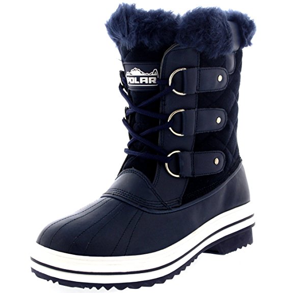 Polar Products Womens Snow Boot Quilted Short Winter Snow Rain Warm Waterproof Boots