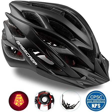 Basecamp Specialized Bike Helmet with Safety Light, CPSC Certified, Adjustable Sport Cycling Helmet Bicycle Helmets for Road & Mountain for Men & Women, Safety Protection