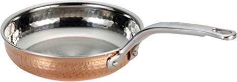 Lagostina Q5540264 Martellata Tri-ply Hammered Stainless Steel Copper Dishwasher Safe Oven Safe Skillet / Fry Pan Cookware, 8-Inch, Copper