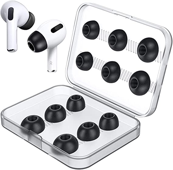 Link Dream 12 Pieces Replacement Ear Tips for AirPods Pro AirPods Pro 2nd Generation 2022 Accessory Memory Foam Ear Buds Tips with Portable Storage Box (Black)