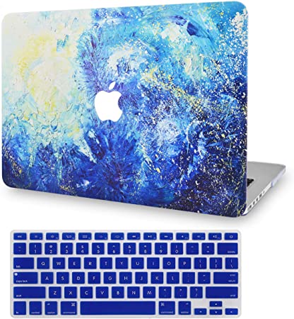 LuvCase 2 in 1 Laptop Case for MacBook Air 13 Inch (2020/2019/2018)(Touch ID) A2179/A1932 Retina Display Rubberized Plastic Hard Shell Cover & Keyboard Cover (Blue Splat)