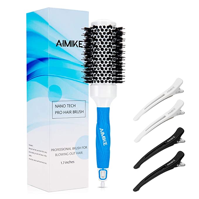 AIMIKE Round Brush for Women Blow Drying, Large Nano Thermal Ceramic Ionic Hair Brush with Boar Bristles, Round Barrel Brush for Styling | Upgraded Version (2.9" & Barrel 1.7")