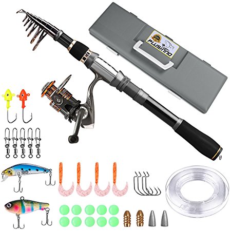 PLUSINNO Telescopic Fishing Rod Retractable Fishing Pole Rod Saltwater Travel Spinning Fishing Rods Fishing Poles