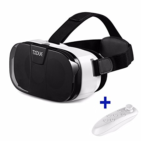 3D VR Headset, TXDUE Virtual Reality Goggles with Bluetooth Remote Controller, Upgraded and Much Lighter Version VR Glasses