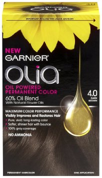 Garnier Olia Oil Powered Permanent Hair Color, 4.0 Dark Brown (Packaging May Vary)