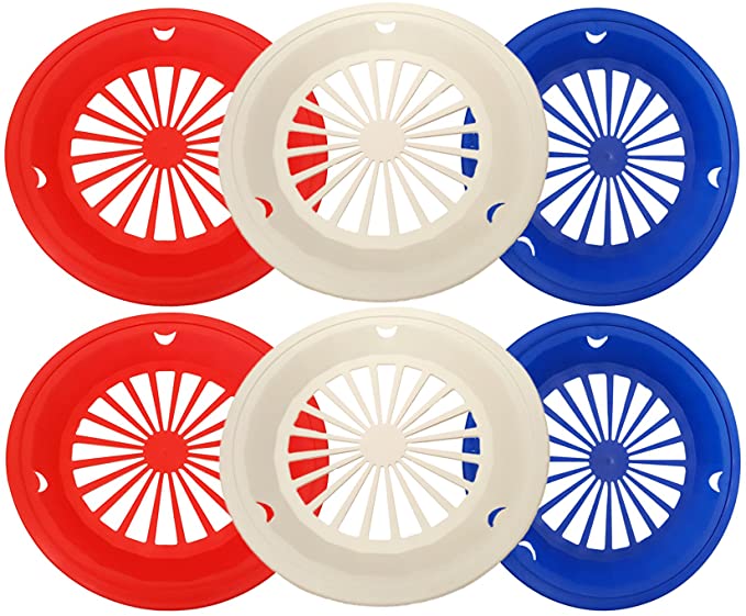 Set of 6 Patriotic Reusable Plastic Paper Plate Holders for 9" Plates, Red White and Blue Patriotic Colors, Perfect for 4th of July, BBQ's, Parties, Camping (6)