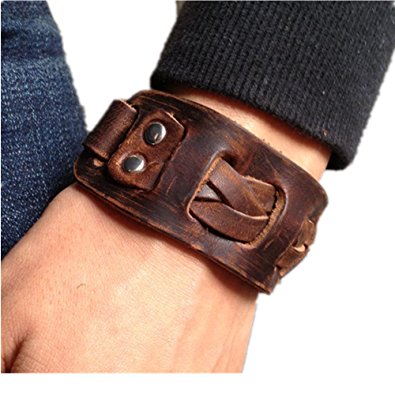 Antique Men's Brown Leather Cuff Bracelet, Leather Wrist Band Wristband Handcrafted Jewelry SL2258