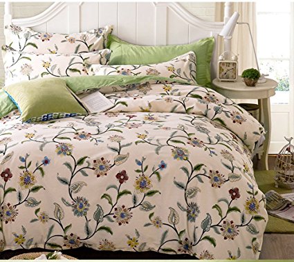 InfiniteS Duvet Set 100 Cotton 3 Pieces Printed Reversible Soft and Breathable Duvet Cover Bedding Set Queen Size 3 pcs ( 1 Piece Duvet Cover with 2 Pieces Pillow Shams)( Style 05)