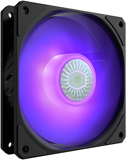 Cooler Master SickleFlow 120 V2 RGB Square Frame Fan with Customizable LEDs, Air Balance Curve Blade Design, Sealed Bearing, PWM Control for Computer Case & Liquid Radiator