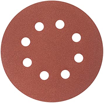 POWERTEC 45004 A/O Hook and Loop 8 Hole Disc, 5-Inch, 40 Grit, 25-Pack