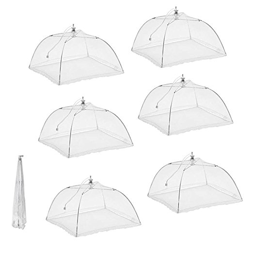 Prextex Pop Up Mesh Screen Food Cover (6 Pack) with 4 tablecloth Clamps