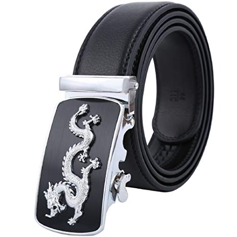 Tanpie Men's Leather Belt Automatic Alloy Buckle 35mm Ratchet Belt