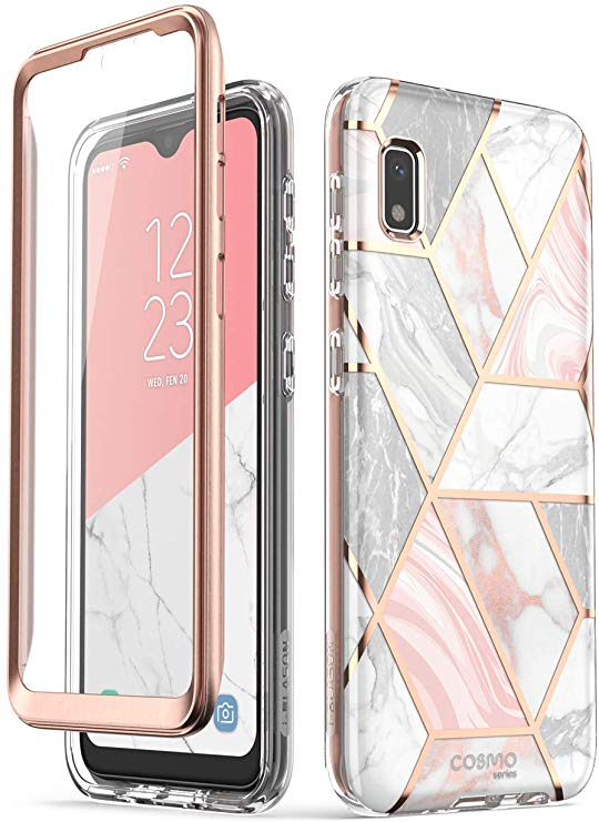 i-Blason Cosmo Series Case for Galaxy A10e, Slim Full-Body Stylish Protective Case with Built-in Screen Protector (Marble)